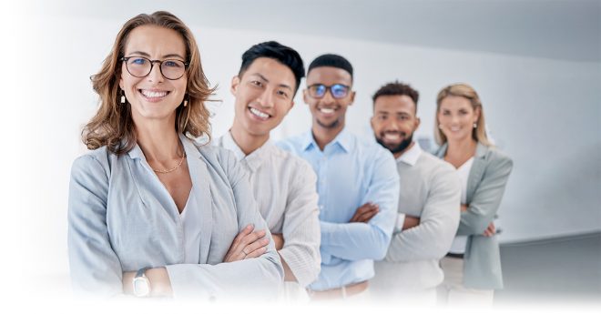 Group of five leadership candidates